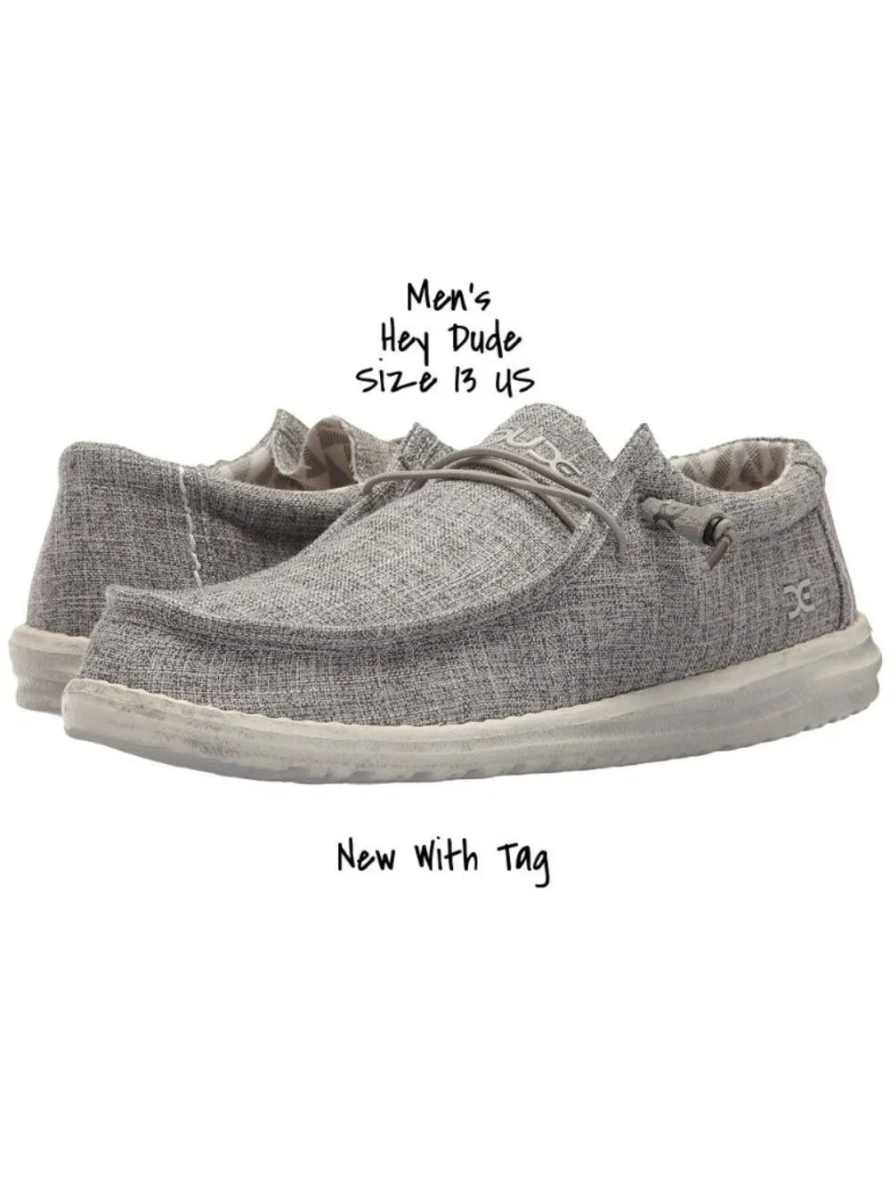 Hey Dude Men's Wally Linen Slip-on Loafers Grey Size 13 US New with Tag